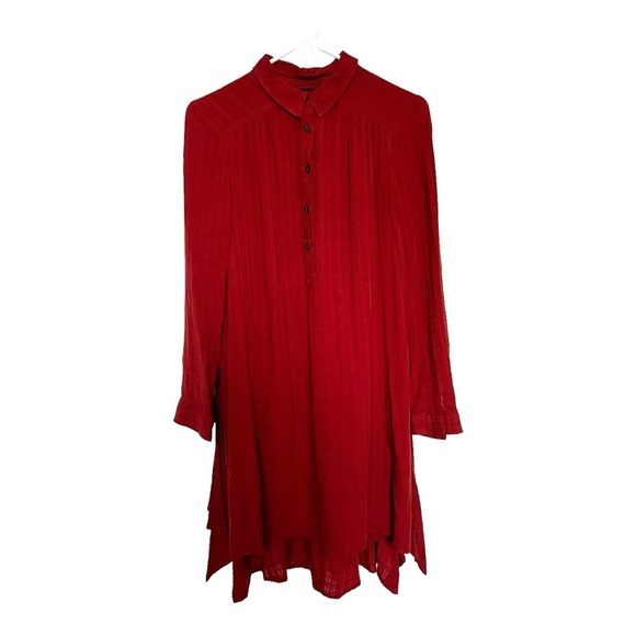 Anthropologie Maeve Bloomsbury Tie Front Shirt Dress Womens Size 4 ob465625 Rust - Picture 5 of 11